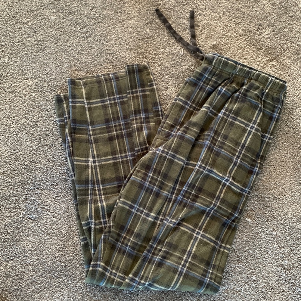 Fleece plaid pajama pants
